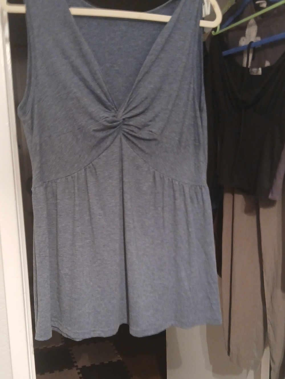 Blue Gray Twist-Front Women's Tank Top